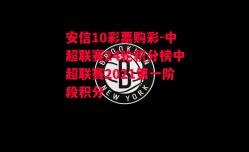 安信10彩票购彩-中超联赛24轮积分榜中超联赛2021第一阶段积分